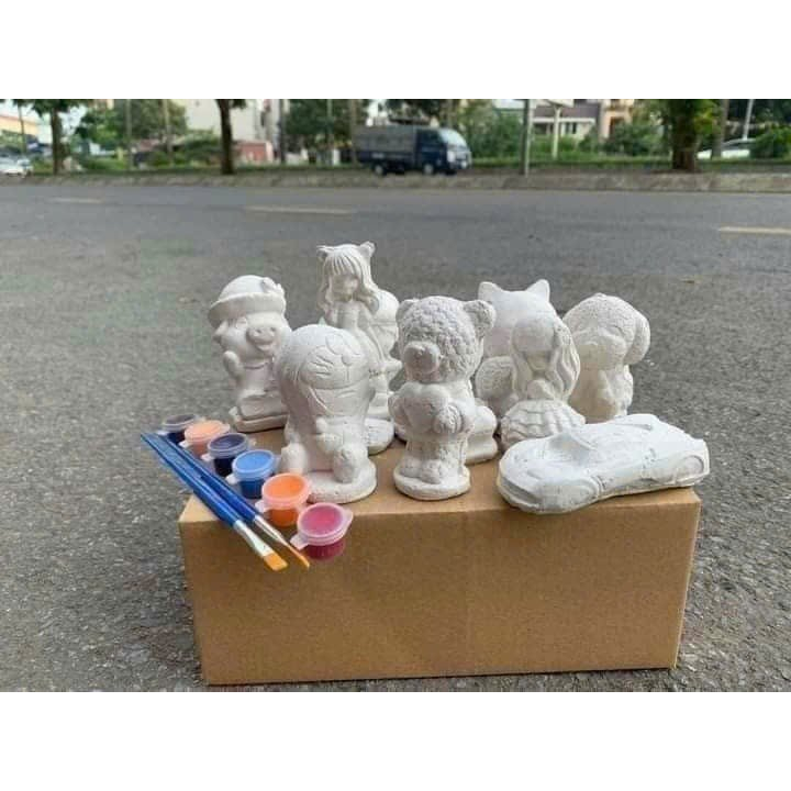 Bộ Tô Tượng Thạch Cao 10 Hình Kèm Màu Và Bút Vẽ ,Đồ Chơi Cho Bé,Bộ Tô Tượng Thạch Cao