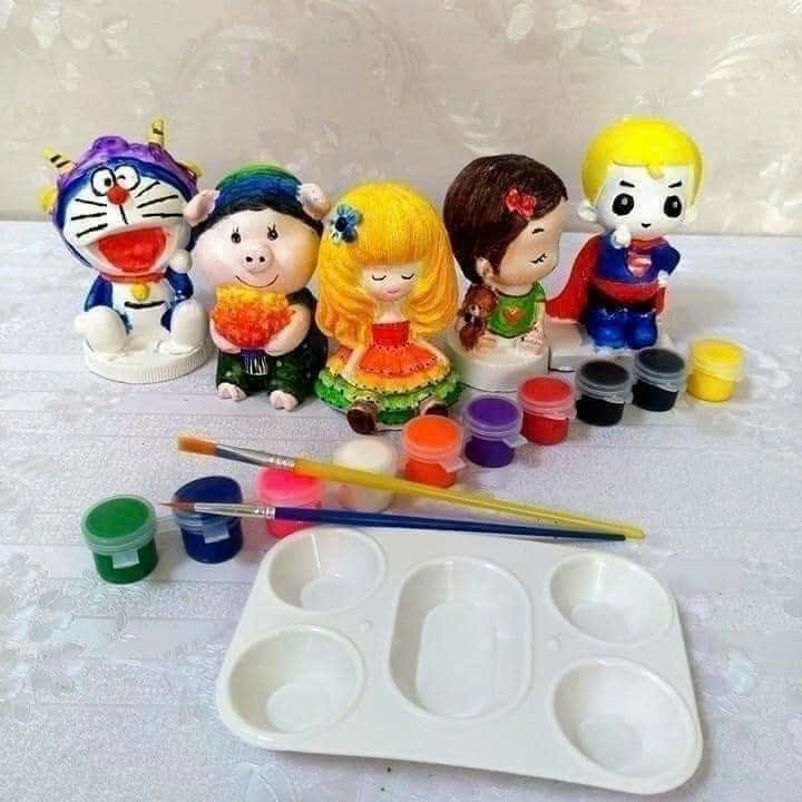 Bộ Tô Tượng Thạch Cao 10 Hình Kèm Màu Và Bút Vẽ ,Đồ Chơi Cho Bé,Bộ Tô Tượng Thạch Cao