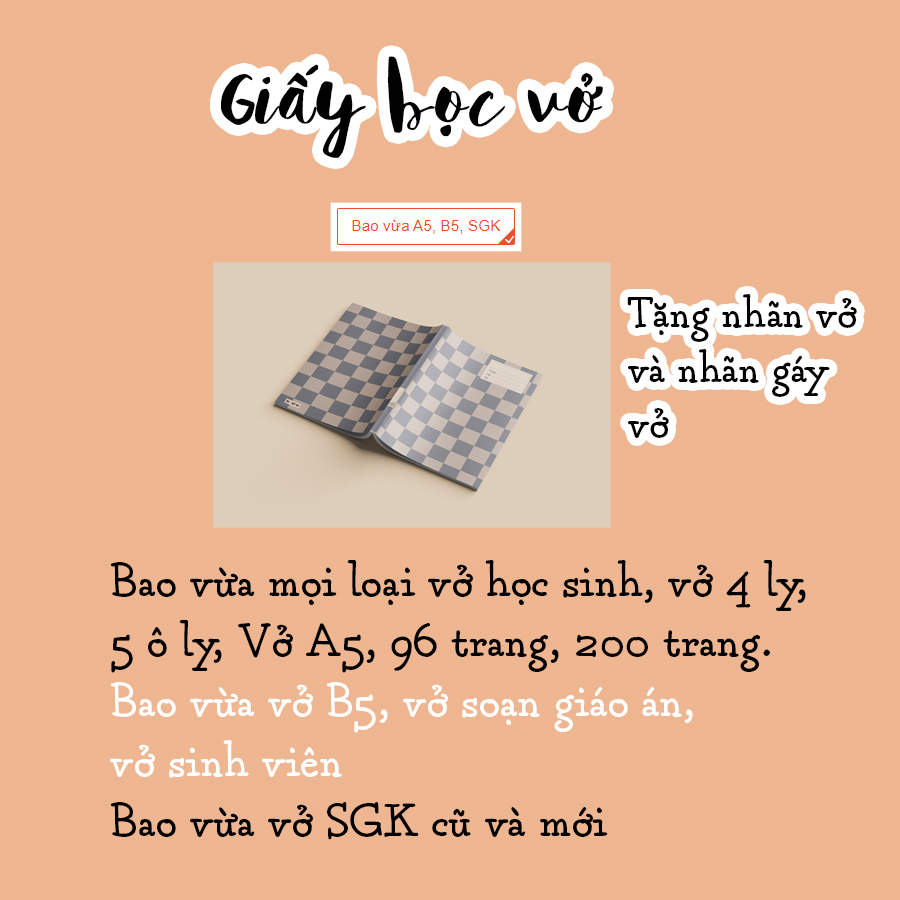 Tự tay mix giấy bọc vở, giấy bao tập, giấy bọc vở A5, giấy bọc vở B5, giấy bọc sách giáo khoa