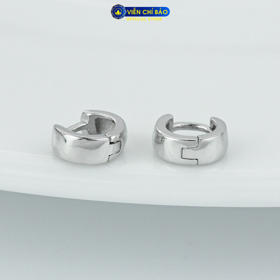 Bông tai bạc nam trơn tròn (Chiếc) chất liệu bạc 925 thời trang phụ kiện trang sức Viễn Chí Bảo B400573x