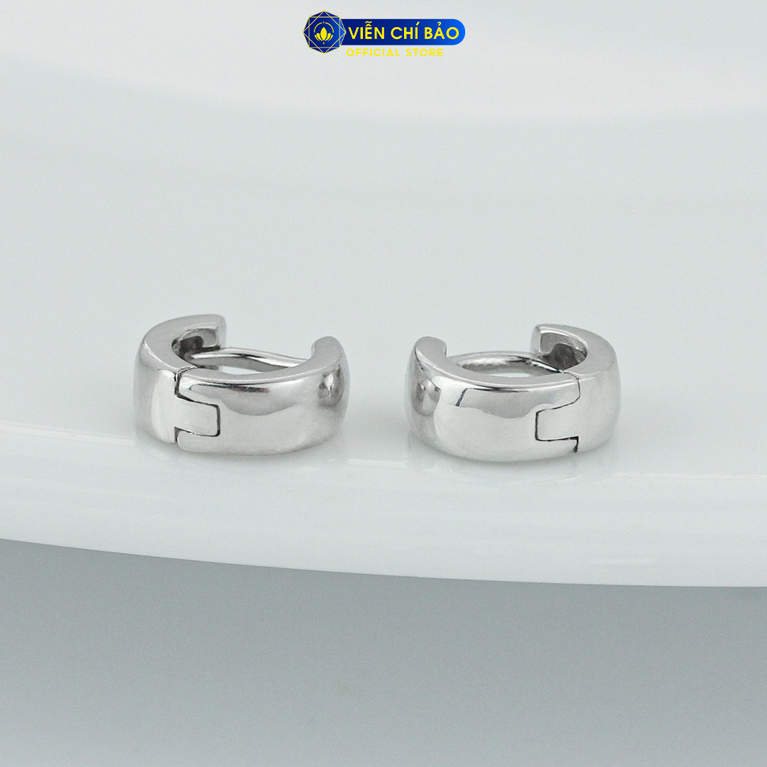 Bông tai bạc nam trơn tròn (Chiếc) chất liệu bạc 925 thời trang phụ kiện trang sức Viễn Chí Bảo B400573x