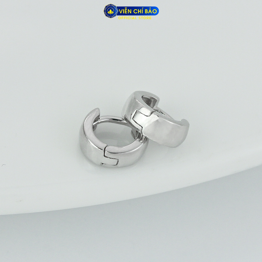 Bông tai bạc nam trơn tròn (Chiếc) chất liệu bạc 925 thời trang phụ kiện trang sức Viễn Chí Bảo B400573x