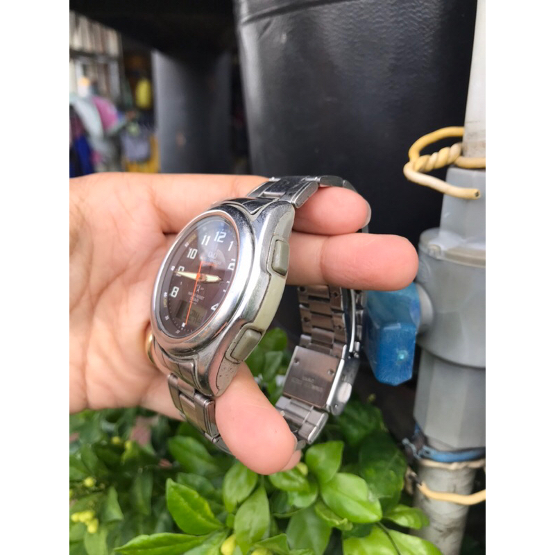 Đồng hồ nam 2 máy của citizen pin solar mặt tím