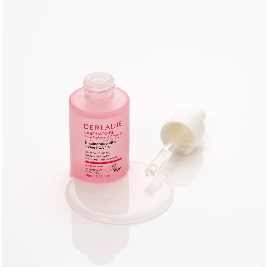 Tinh chất giảm mụn, se lỗ chân lông Derladie Pore Tightening Ampoule Niacinamide 20%+ ZinC PCA 1% 30ml