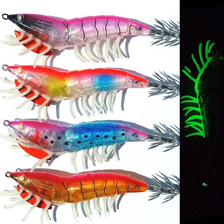 Mồi tôm giả câu mực phản quang dài 11.5cm nặng 20g, mồi tôm giả câu mực ống mực lá hiệu quả
