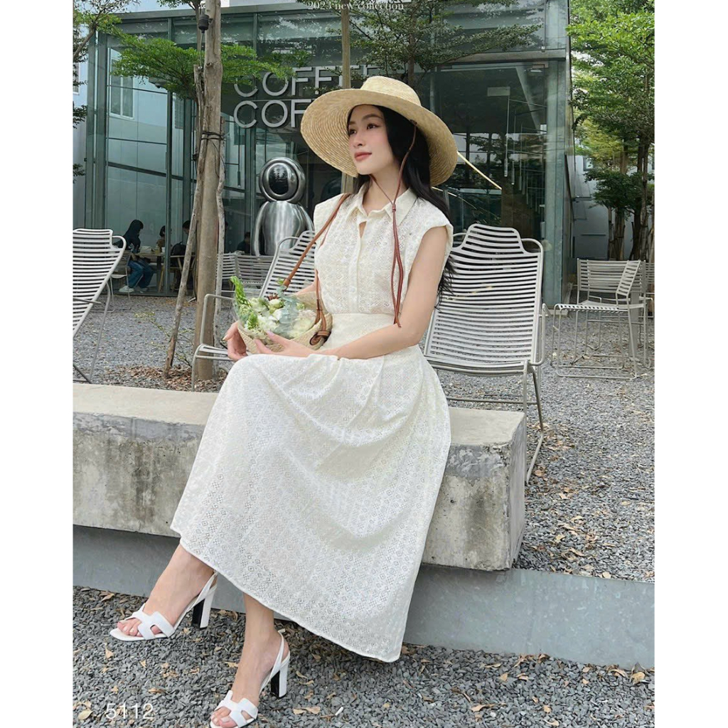 Set đồ nữ sang chảnh áo sơ mi sát nách cổ đức phối chân váy dáng dài thời trang công sở thiết kế dạo phố thanh lịch LEVA