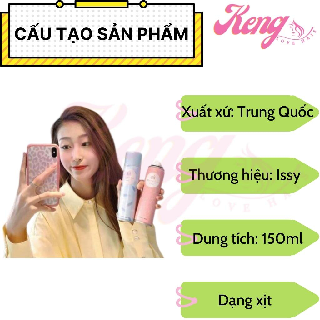 Dầu gội khô ISSY 150ml dạng xịt an toàn không cần nước dùng cho nam, nữ không bết tóc, làm phồng tóc, hàng nội địa Trung