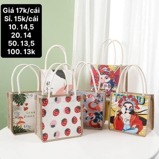 Túi Cói Họa Tiết Vintage