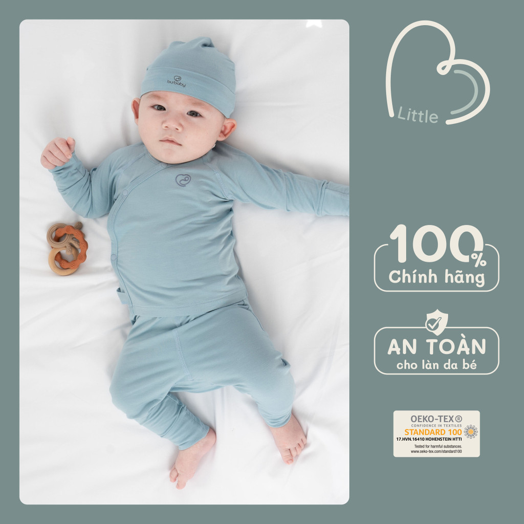 Bộ dài tay cài chéo trơn kém bao tay chân lật Twinkle BU BAMBUS