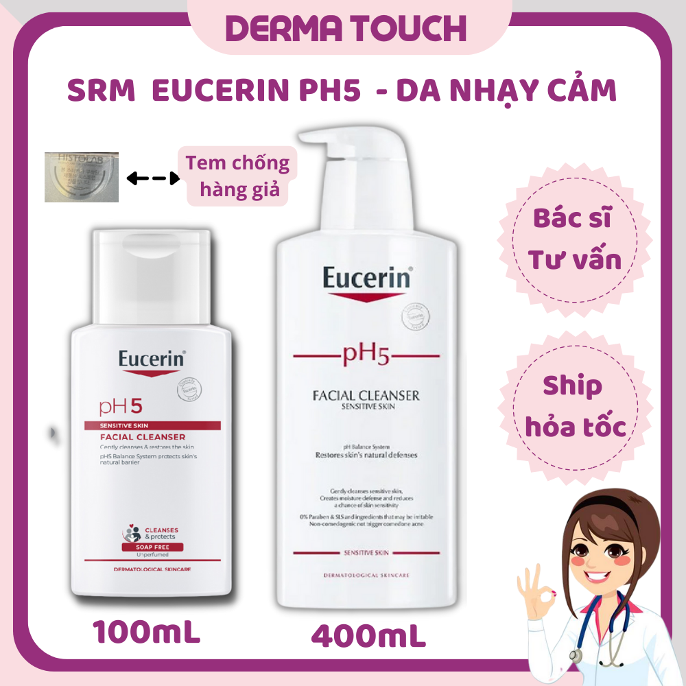 Sữa Rửa Mặt Eucerin PH5 Cho Da Nhạy Cảm - SRM Eucerin PH5 100ml - 400ml - Hàng Chính Hãng - Dược Mỹ Phẩm Derma Touch