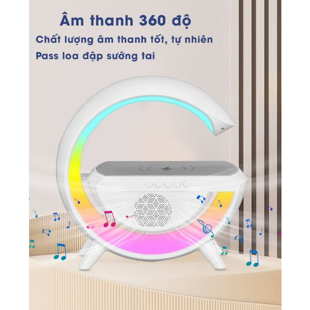 Loa bluetooth mini chữ G tích hợp đèn Led RGB và sạc không dây, Loa nghe nhạc bluetooth mini bass cực mạnh