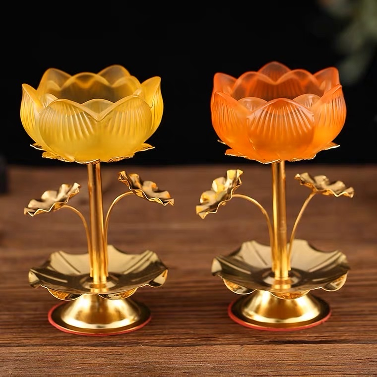 Chân nến sen Lưu ly kim loại