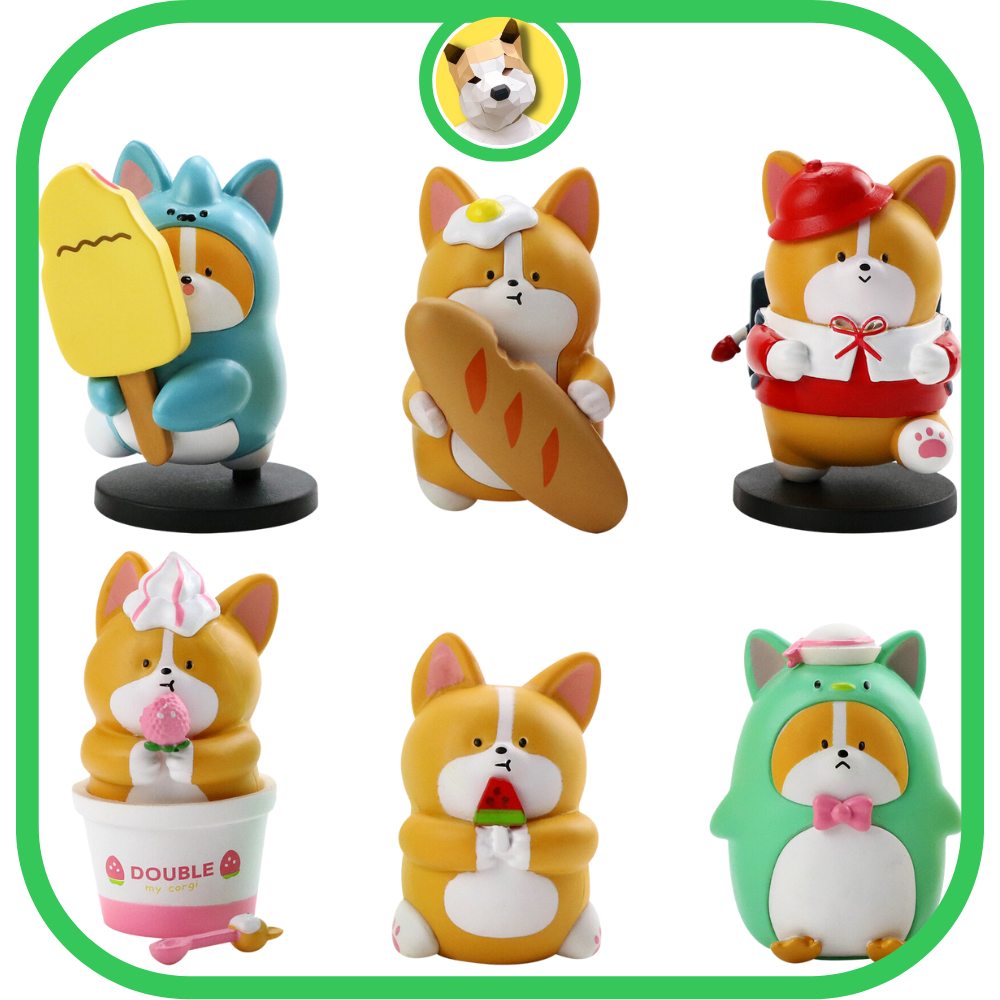 Mô hình cún Corgi chó mập tài lộc may mắn ăn quà vặt bền màu quà tặng trang trí trưng bày có sẵn Tiệm Đồ chơi Beocaz