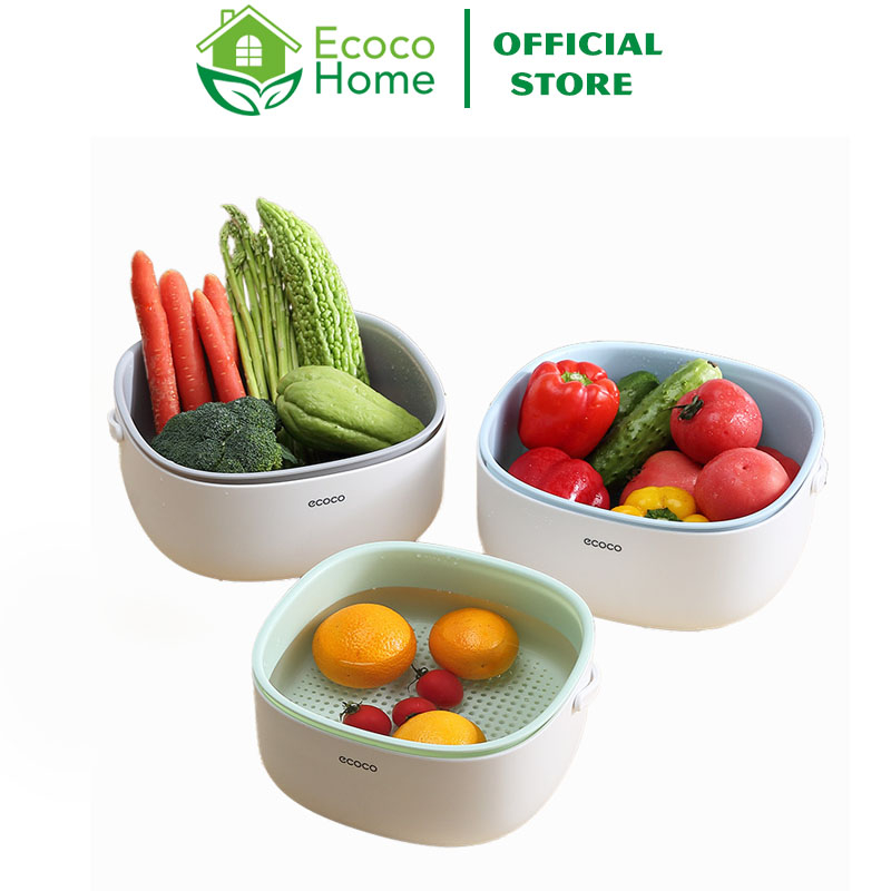 Chậu Rửa Kèm Rổ, Chậu Rửa Rau Củ Quả Cao Cấp Ecoco