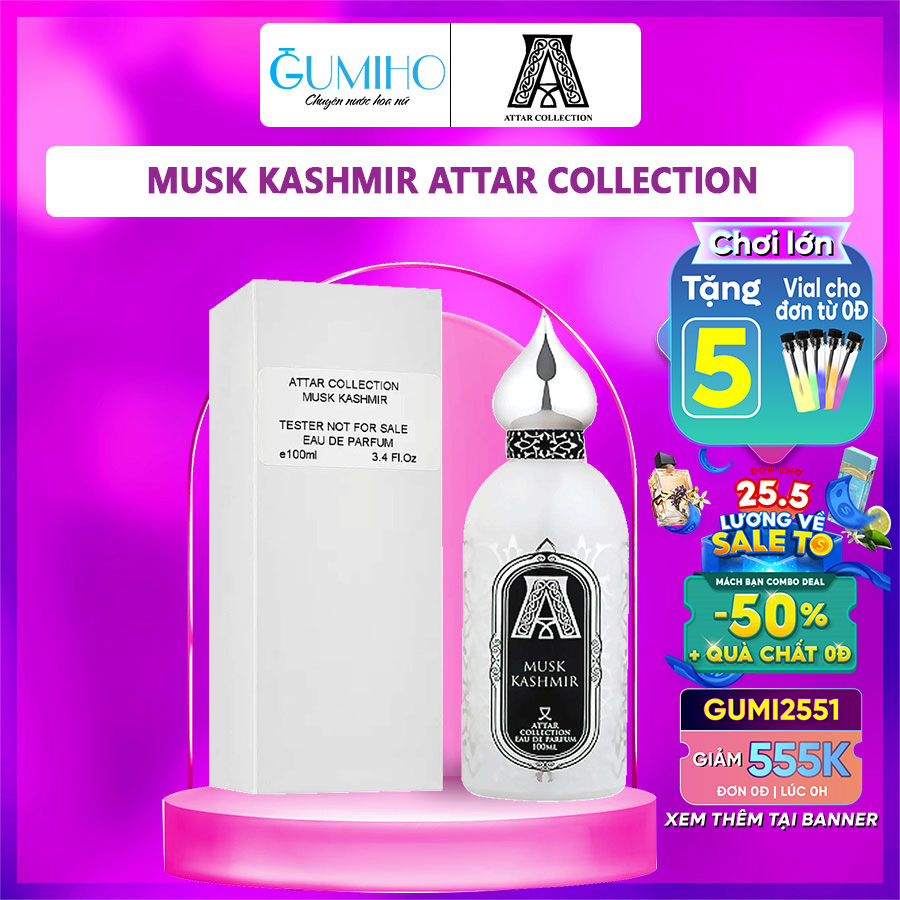Nước hoa unisex Musk Kashmir Attar Collection Hương xạ tinh khiết gỗ thơm Lâu - Gumiho Perfumes