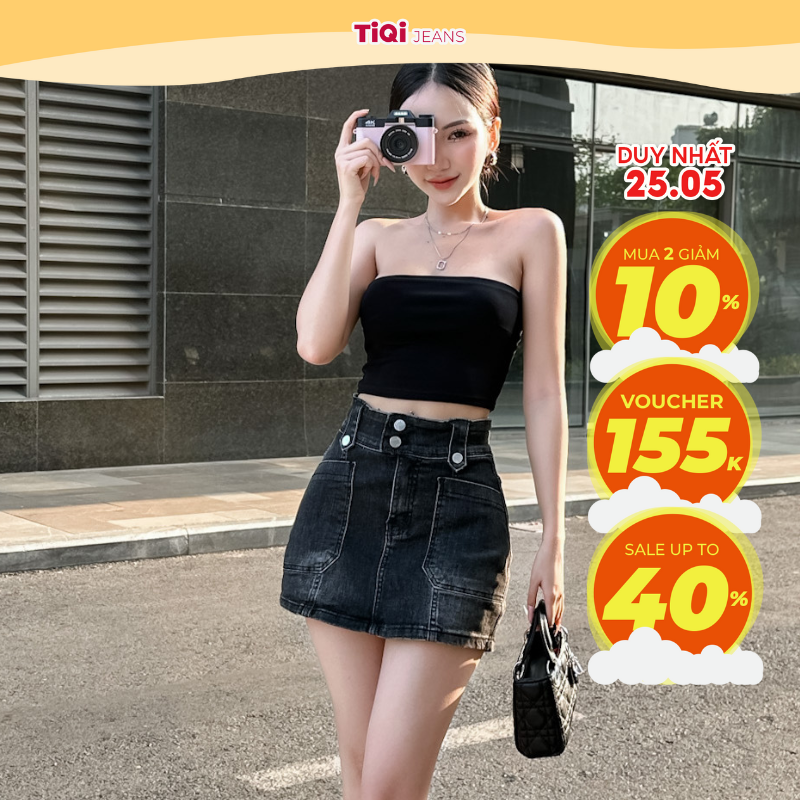 Chân váy jean co giãn lưng cao TiQi Jeans V1-272