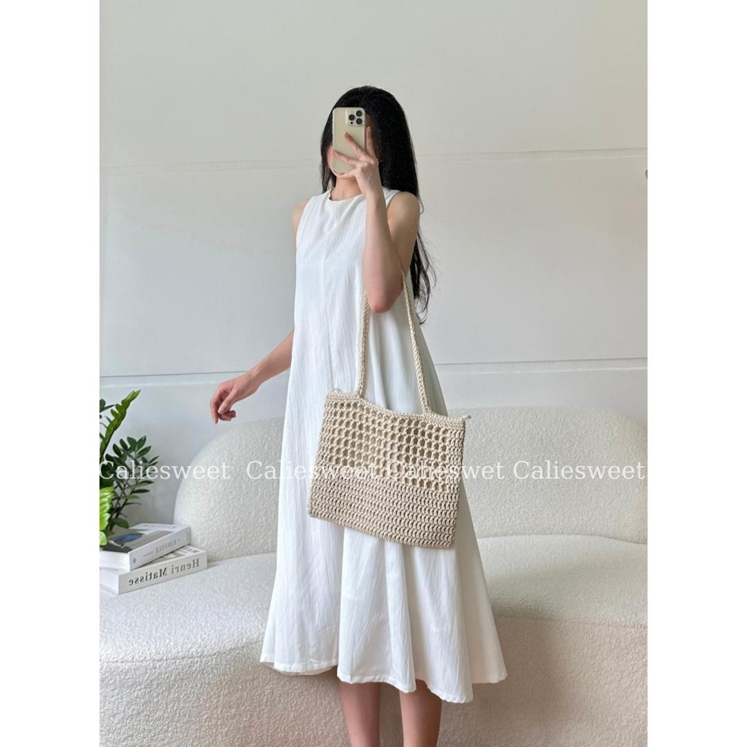 Váy ba lỗ dáng dài Calisweet váy dáng suông vintage phong cách điệu đà sang chảnh CLV0038V