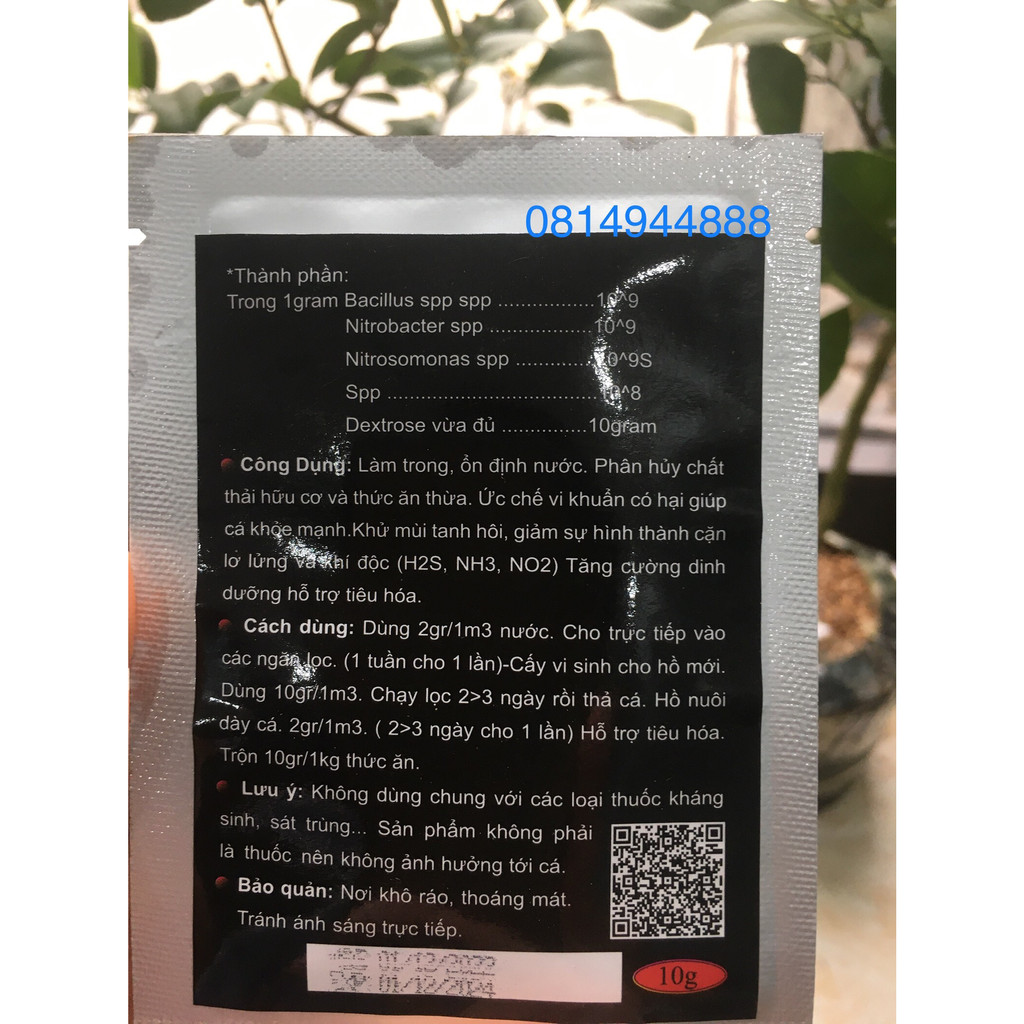 Men vi sinh bể cá cảnh,hồ cá KOI,men làm trong nước,men khử mùi hôi tanh dạng bột TN-1a gói 10gram.