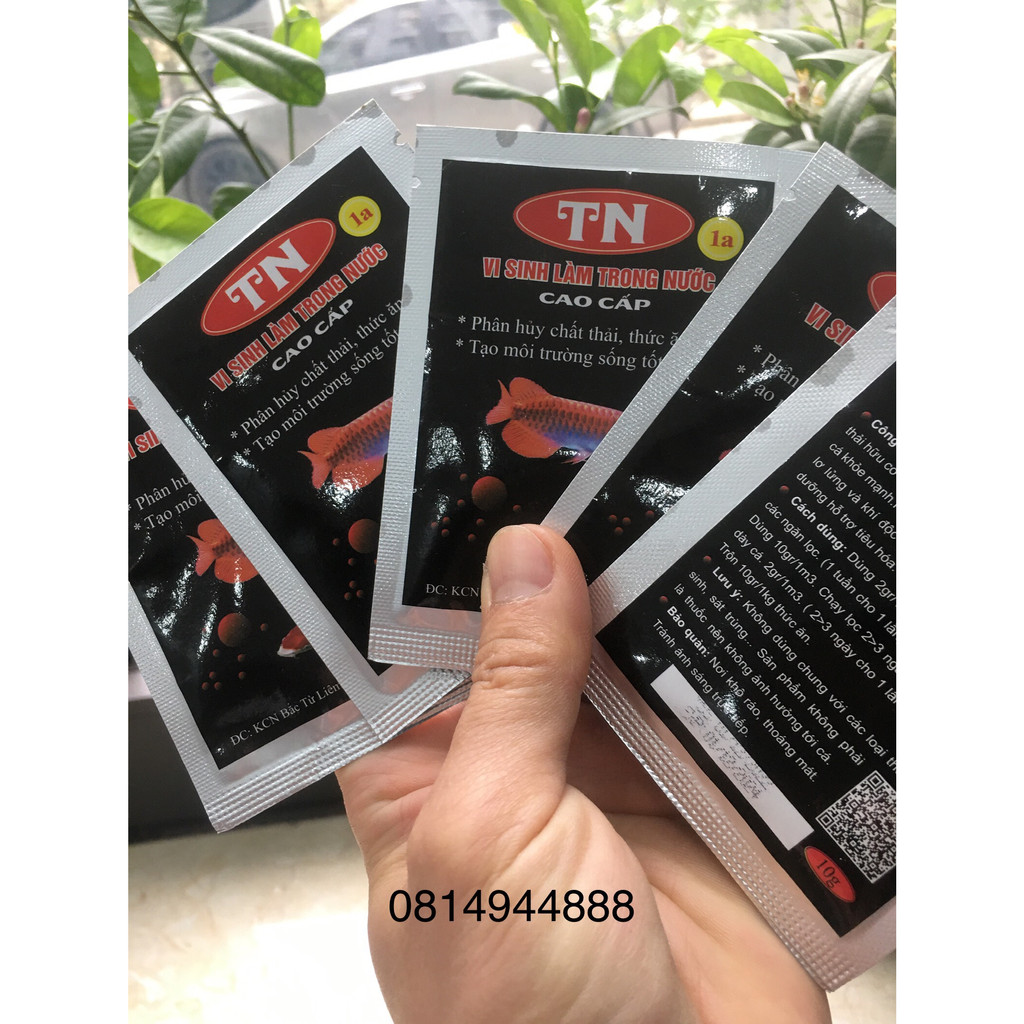 Men vi sinh bể cá cảnh,hồ cá KOI,men làm trong nước,men khử mùi hôi tanh dạng bột TN-1a gói 10gram.