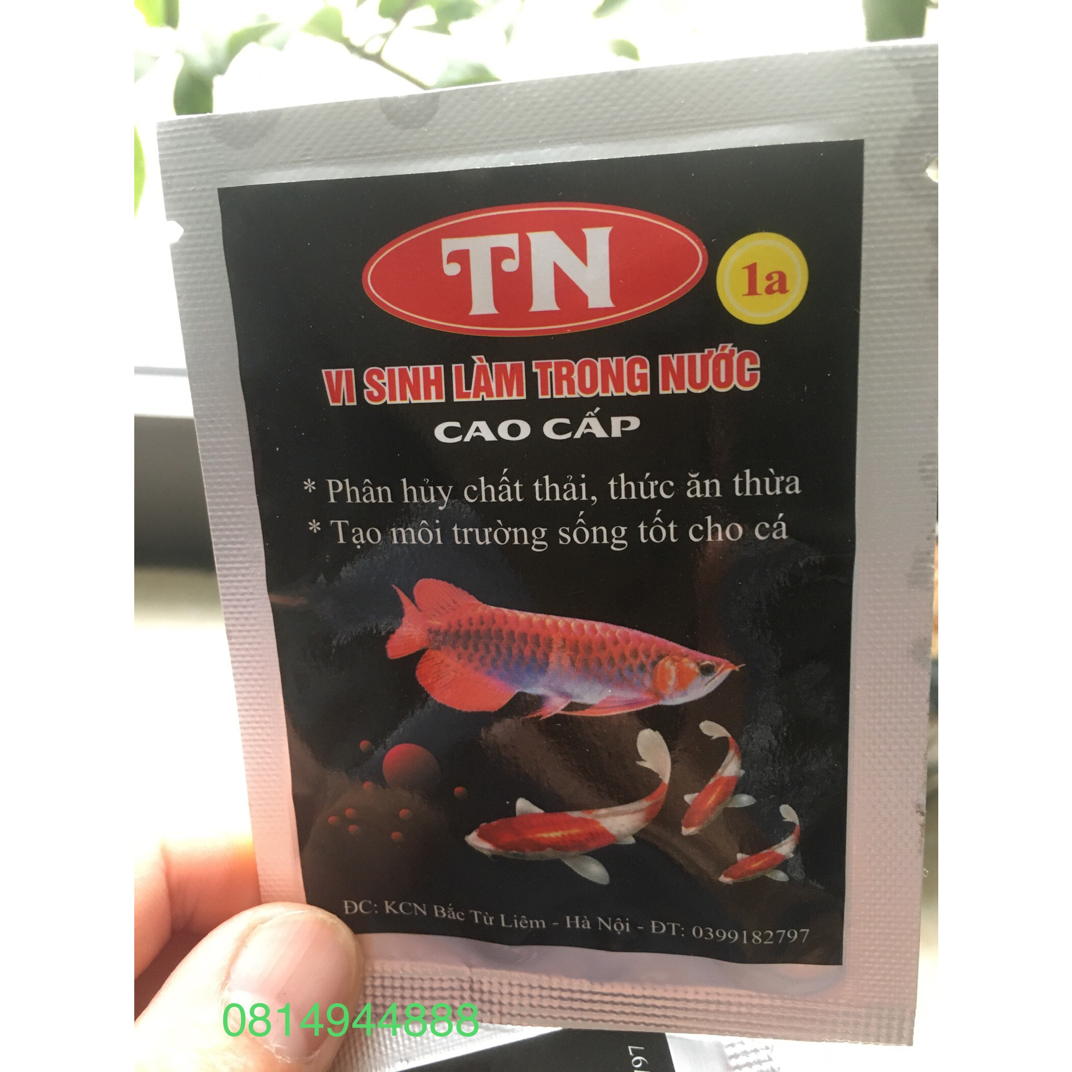 Men vi sinh bể cá cảnh,hồ cá KOI,men làm trong nước,men khử mùi hôi tanh dạng bột TN-1a gói 10gram.