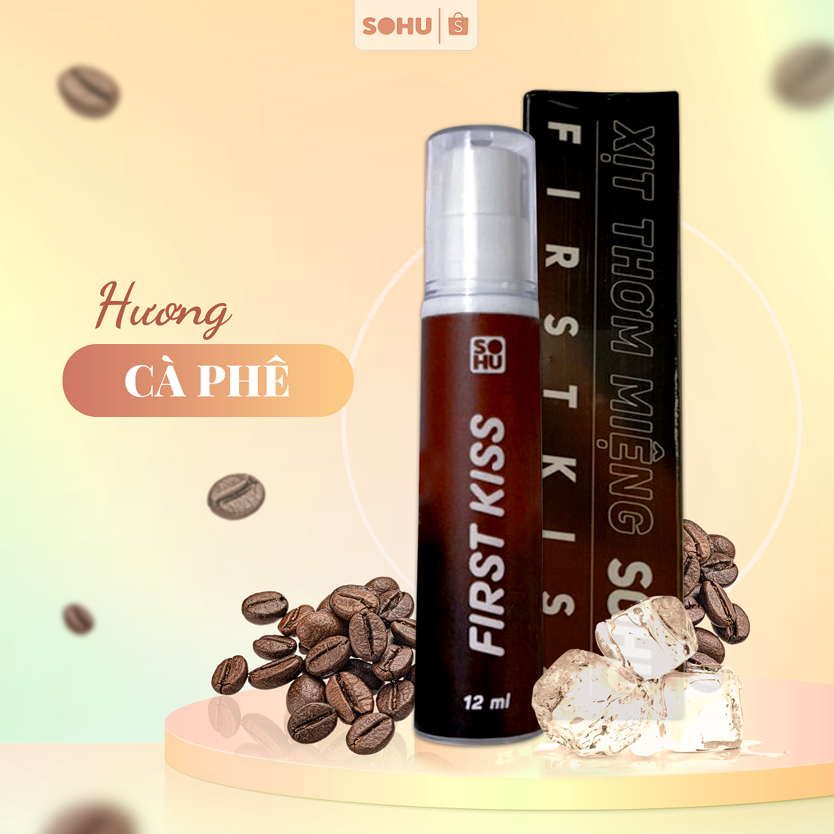 Xịt Thơm Miệng First Kiss SOHU 12ml Nhỏ Gọn Bỏ Túi Tiện Lợi, Sảng Khoái, Thơm Mát Dài Lâu