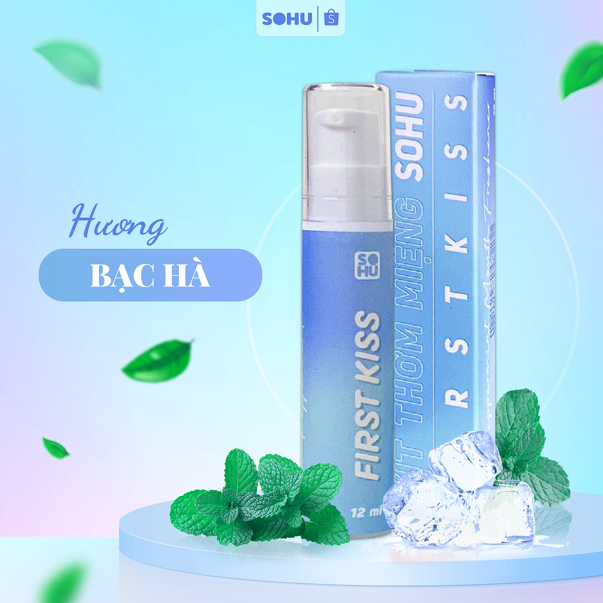 Xịt Thơm Miệng First Kiss SOHU 12ml Nhỏ Gọn Bỏ Túi Tiện Lợi, Sảng Khoái, Thơm Mát Dài Lâu