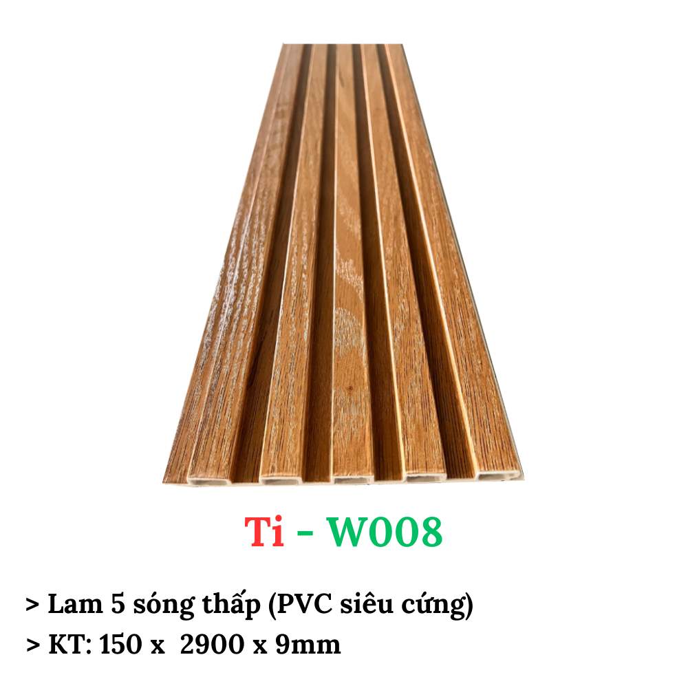 Lam gỗ nhựa 5 sóng thấp, tấm ốp dạng sóng, KT:150 x2900 x 9mm, mẫu mã đa dạng, màu sắc độc đáo, hàng có sẵn giao ngay