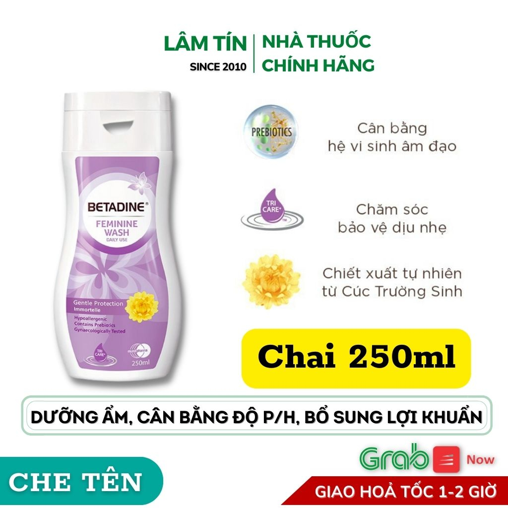 Dung dịch vệ sinh phụ nữ Betadine Feminine Wash Daily Use Gentle Protection Immortelle 100ml/250ml