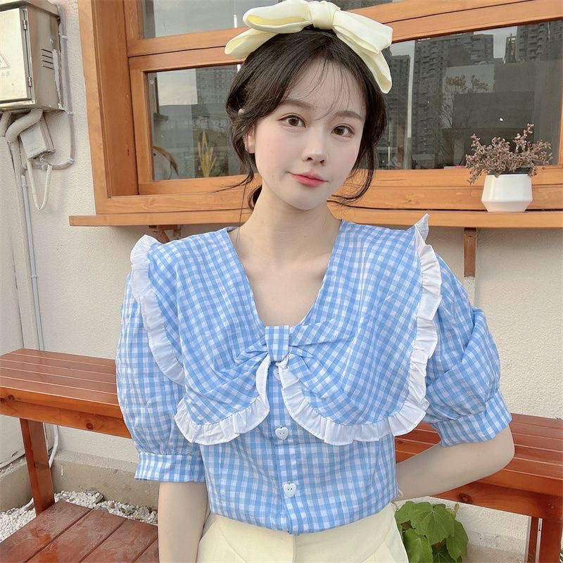Áo sơ mi kẻ sọc tay phồng