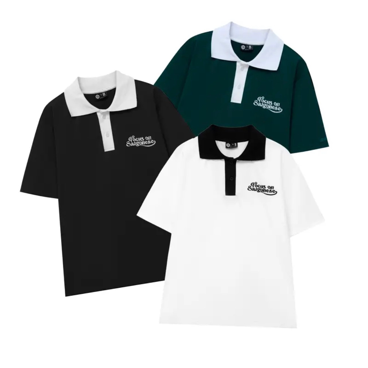 Áo Polo SAIGONESE Unisex Chữ Thêu Form Rộng Nam Nữ 3 Màu