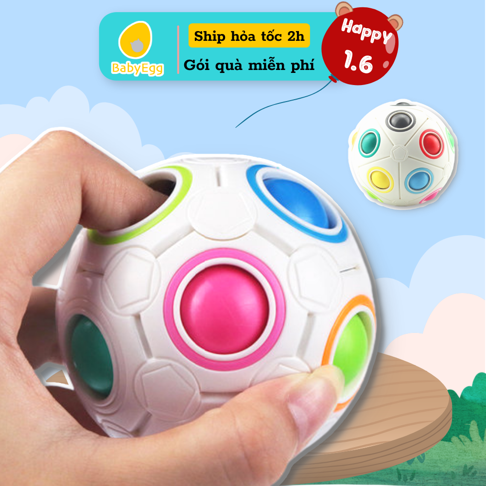 Bóng Rubic biến thể Magic Rainbow Ball Rubic cho bé đồ chơi trẻ em bé trai bé gái thông minh 3 4 5 6 tuổi babyegg