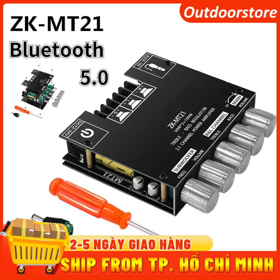 【Việt Nam gửi】Monqiqi ZK-MT21 Bộ khuếch đại loa siêu trầm 2.1 Kênh Bluetooth 5.0 50WX2 Công suất 100W Âm thanh nổi AMP A