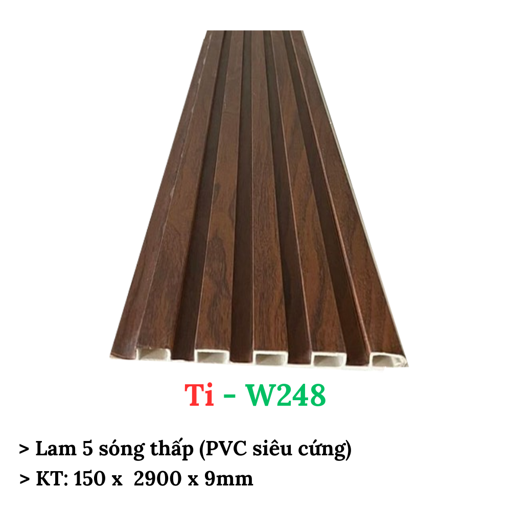 Lam gỗ nhựa 5 sóng thấp, KT:150 x2900 x 9mm, mẫu mã đa dạng, màu sắc độc đáo, có phí ship hàng, hàng có sẵn giao ngay