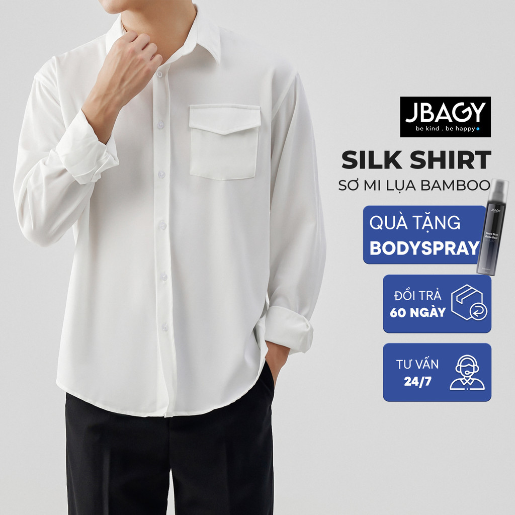 Áo sơ mi nam dài tay form rộng sợi lụa tre tự nhiên bamboo silk Simon co giãn mềm mại thoáng mát JBAGY - JS0106