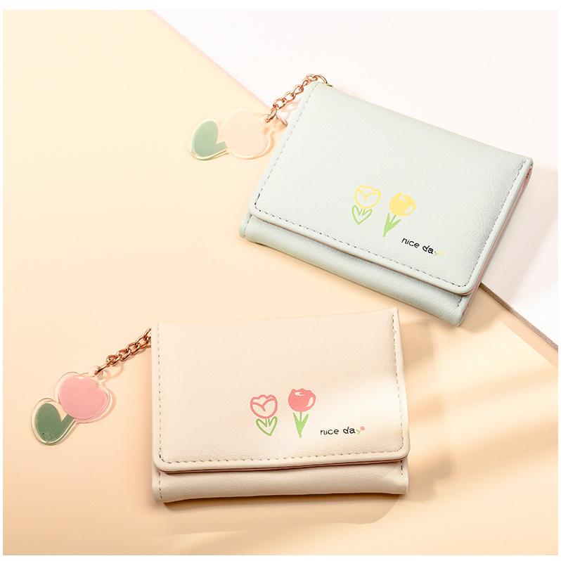 Ví nữ gấp 3 họa tiết hoa tulip siêu xinh VD51-C3259