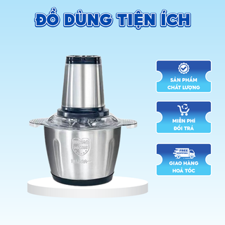 Máy xay thịt, xay thực phẩm đa năng cối inox 304 và nhựa ABS dung tích 2L, 4 lưỡi dao sắc bén bằng thép không gỉ