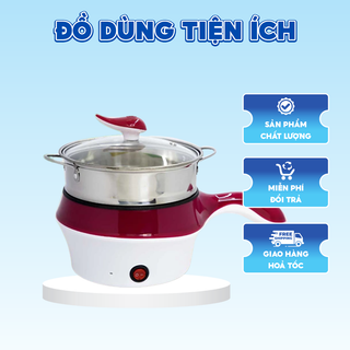 Ca nấu mì và nồi nấu lẩu mini có tay cầm, có sững hấp, nồi chống dính rất tiện dụng