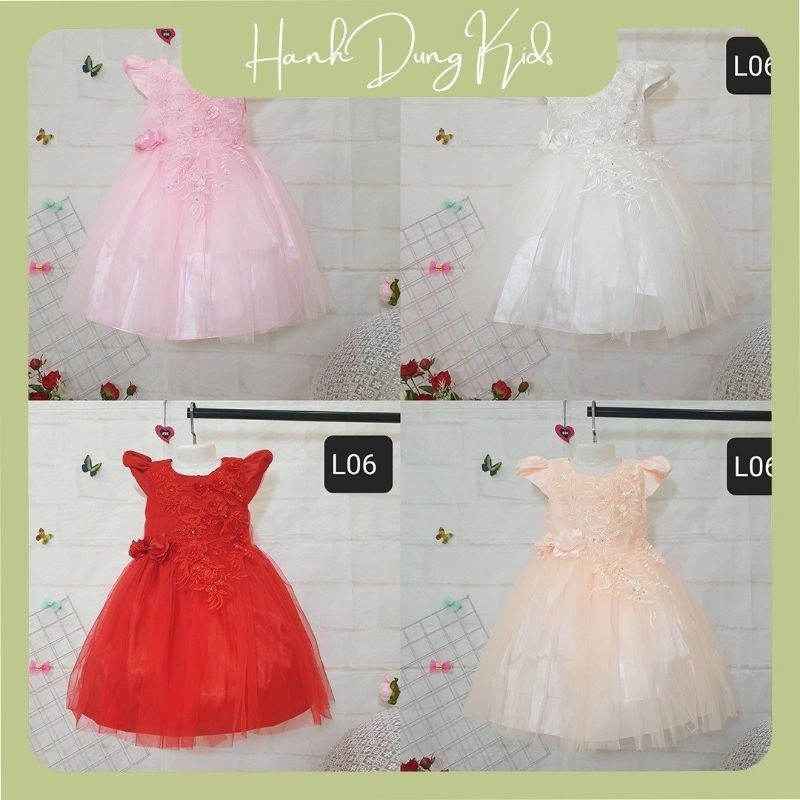 Váy công chúa bé gái xuân hè tay con ren 3d hoa nổi, có big size