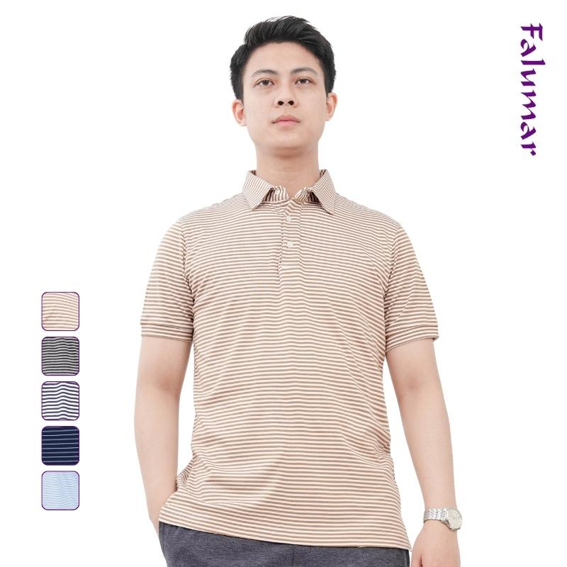 Áo polo FALUMAR cho nam, áo cổ bẻ kẻ nhỏ chất vải cotton cao cấp form regular trẻ trung năng động