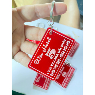 Thẻ xe, thẻ phòng,  khắc theo yêu cầu , 4cm x 6cm - Màu màu đỏ