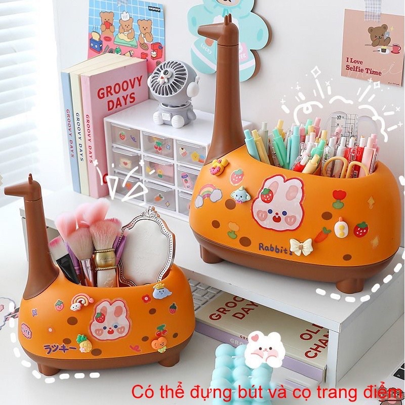 Ống Cắm Bút, Đựng Đồ Lặt Vặt Hình Hươu Cao Cổ Dễ Thương Decor Trang Trí Bàn Học.