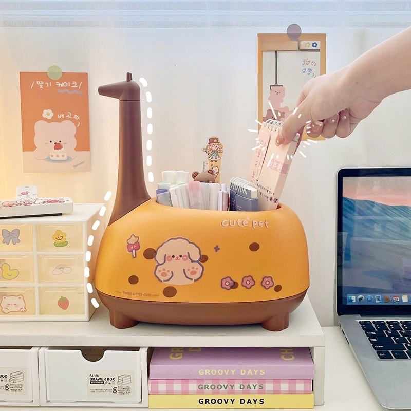 Ống Cắm Bút, Đựng Đồ Lặt Vặt Hình Hươu Cao Cổ Dễ Thương Decor Trang Trí Bàn Học.