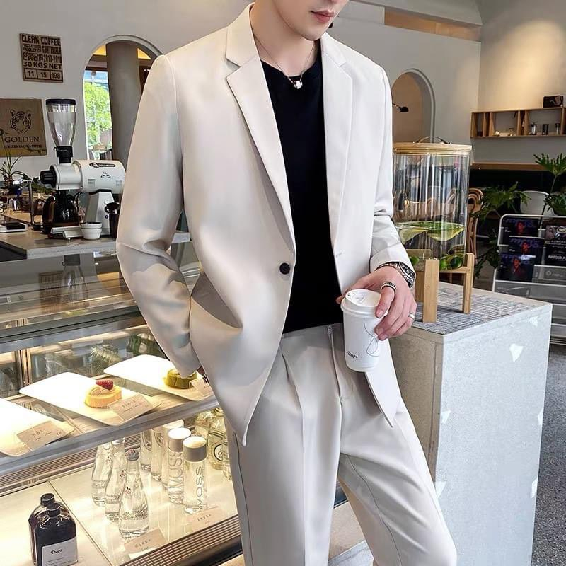 Áo vest blazer nam phom rộng unisex phong cách hàn quốc trẻ trung năng động chuẩn soái ca màu nâu ,trắng