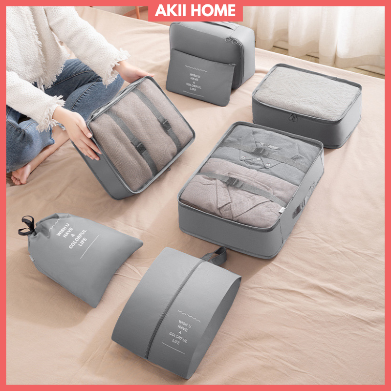 Set 7 túi xếp đồ vào vali du lịch, sắp xếp gọn gàng hành lý trong vali Akii Home TD73