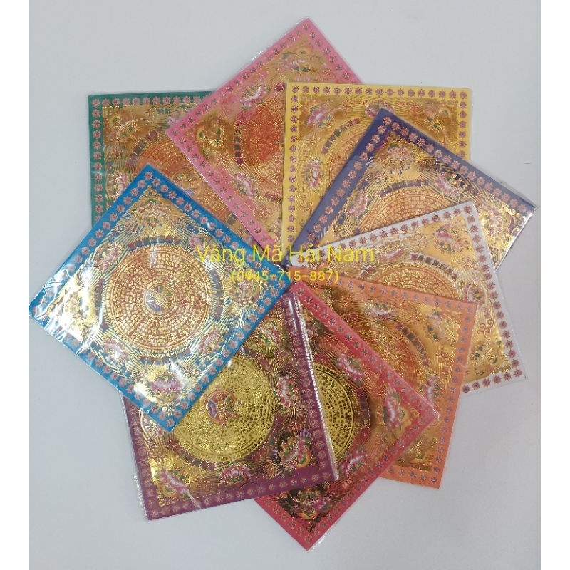 Bộ Giấy Xếp Hoa Sen 9 Màu Kinh Chú Đại Bi Hai Mặt KT:19x19cm  - Hàng Đẹp
