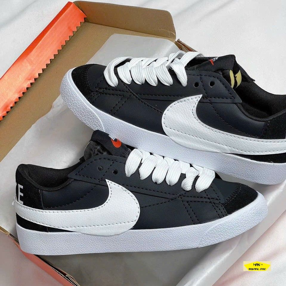Giày thể thao Blazer màu đen đế trắng dành cho nam, cực hot 2023