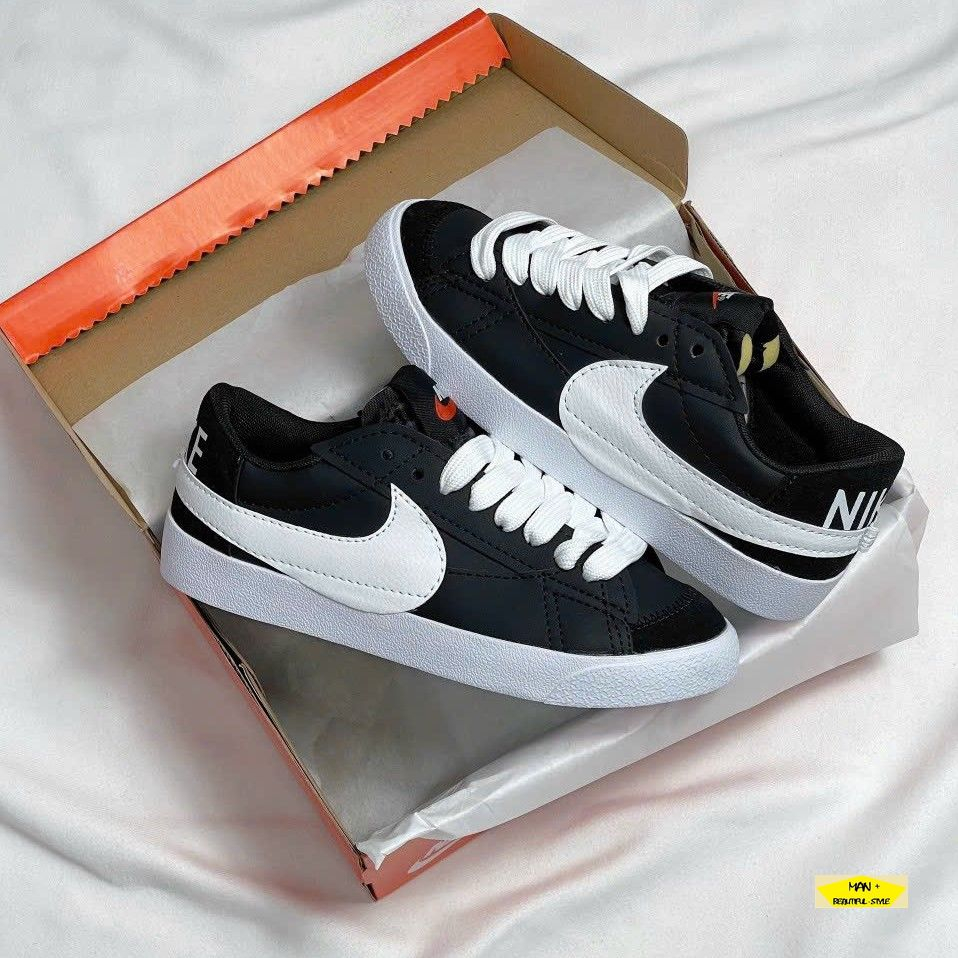 Giày thể thao Blazer màu đen đế trắng dành cho nam, cực hot 2023