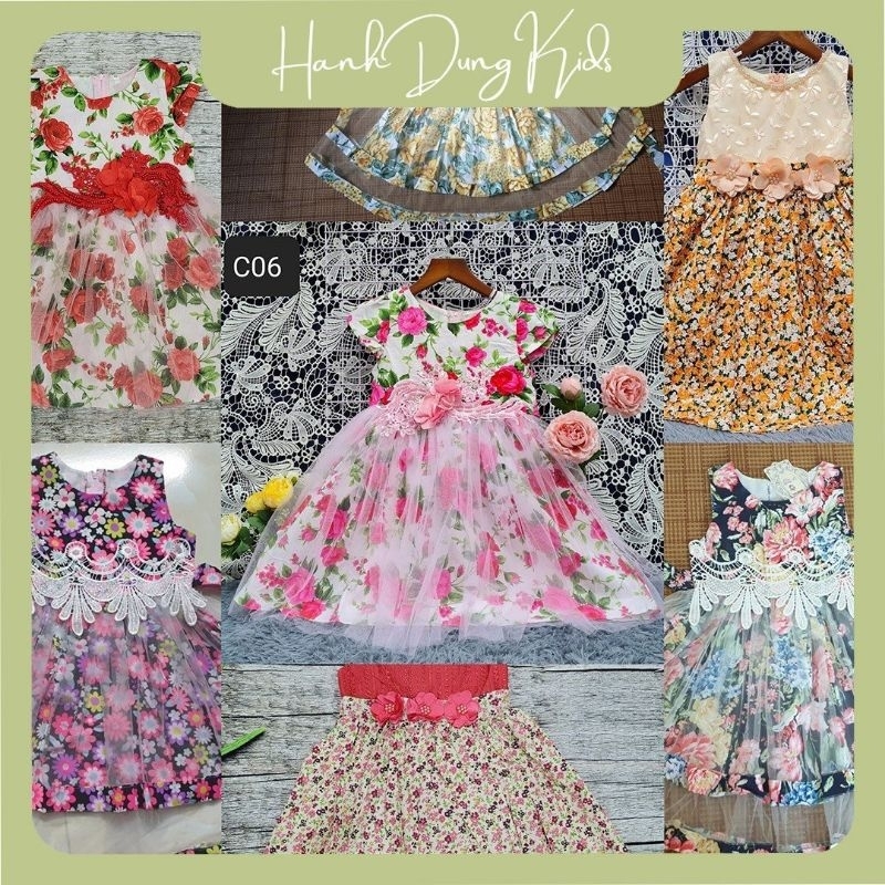 Đầm cotton hoa phối lưới