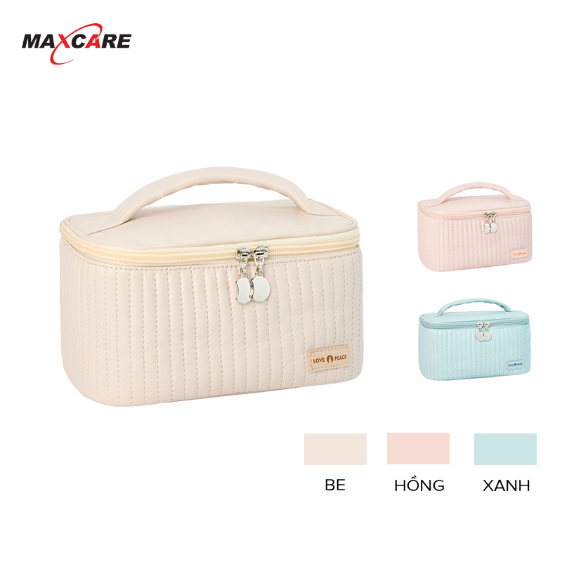 Túi đựng mỹ phẩm đồ trang điểm đồ du lịch Maxcare - Chất liệu DA PU cao cấp, Kích thước 21x13.5x12cm