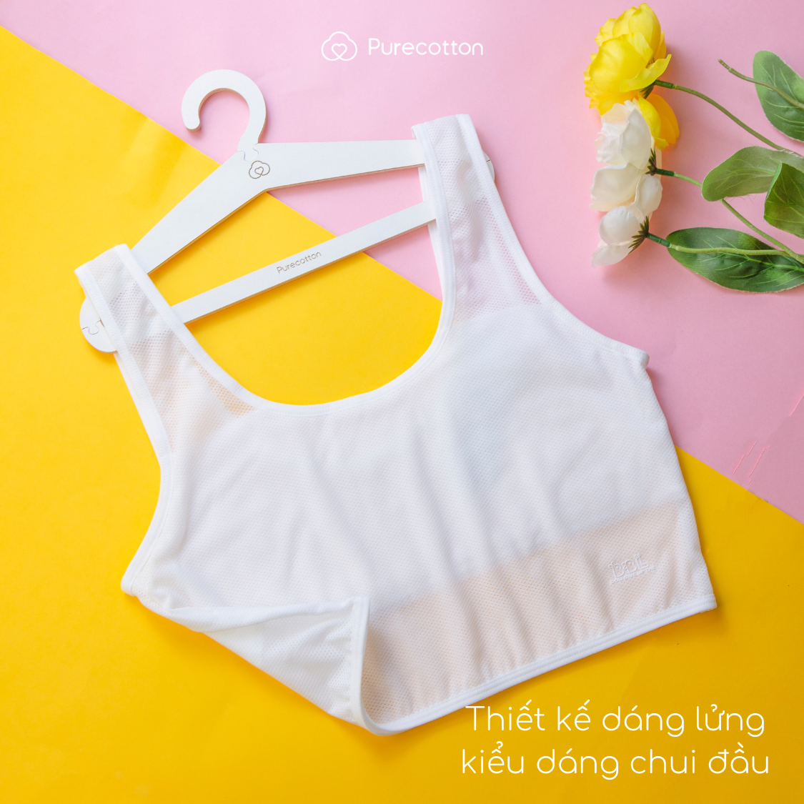 Áo lá học sinh dáng dài không có đệm mút chất liệu cotton cao cấp Purecotton PC094